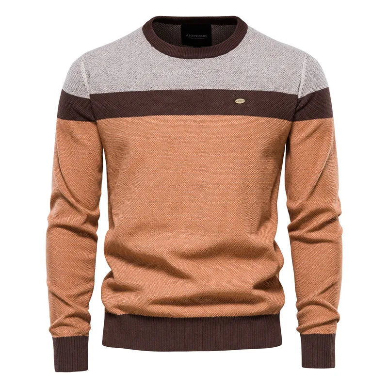 AIOPESON Spliced Cotton Sweater Men Casual O-neck High Quality Pullover Knitted Sweaters Male New Winter Brand — view 10