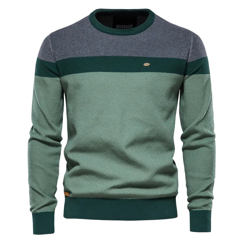 AIOPESON Spliced Cotton Sweater Men Casual O-neck High Quality Pullover Knitted Sweaters Male New Winter Brand — view 11