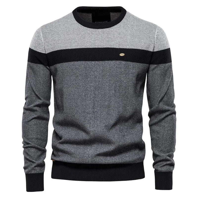 AIOPESON Spliced Cotton Sweater Men Casual O-neck High Quality Pullover Knitted Sweaters Male New Winter Brand — view 9