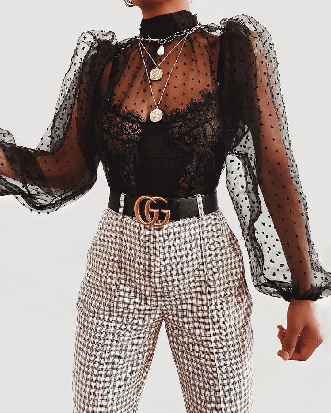 Summer Sexy Thin Mesh Women Polka Dot Sheer See-through Tops Bikini Cover-Ups Puff Long Sleeve Blouse Shirts B — view 7