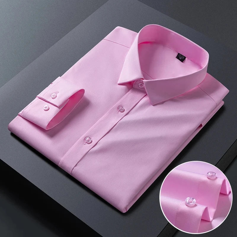 Bamboo Fiber Anti-Wrinkle Mens Shirts Long Sleeve Dress Shirts For Slim Fit Camisa Social Business Blouse Whit — view 11