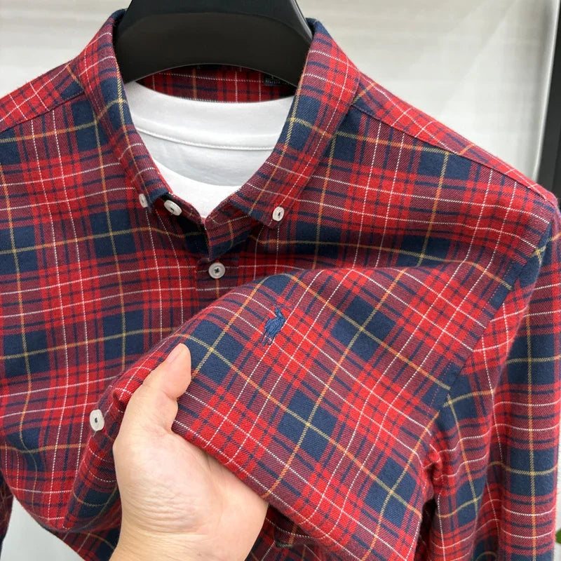 Luxury Brand Embroidery 100% Cotton Long Sleeved Shirt Men's New Shirt Men's Casual Loose Top Business Men — view 26