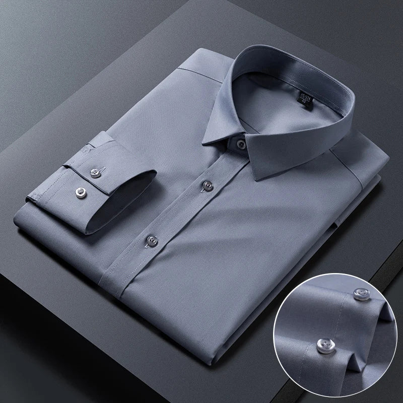 Bamboo Fiber Anti-Wrinkle Mens Shirts Long Sleeve Dress Shirts For Slim Fit Camisa Social Business Blouse Whit — view 10