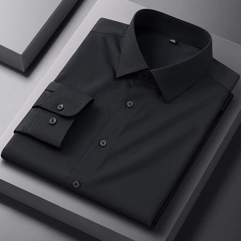 Bamboo Fiber Anti-Wrinkle Mens Shirts Long Sleeve Dress Shirts For Slim Fit Camisa Social Business Blouse Whit — view 25