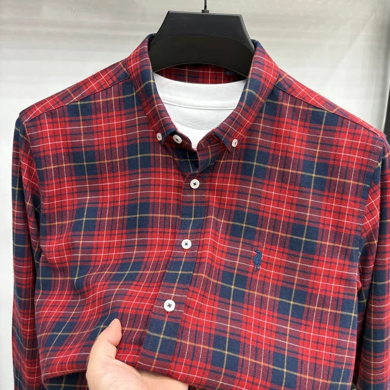 Luxury Brand Embroidery 100% Cotton Long Sleeved Shirt Men's New Shirt Men's Casual Loose Top Business Men — view 25
