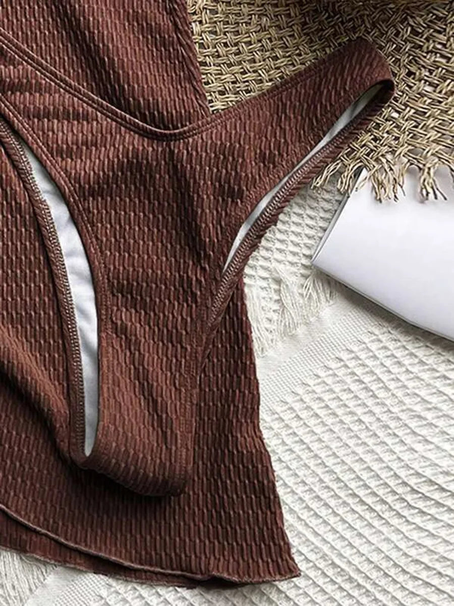With Skirt Wrinkled Bra Cup Bikini Female Swimsuit Women Swimwear Three-pieces Bikini Set Push Up Bathing Suit — view 22
