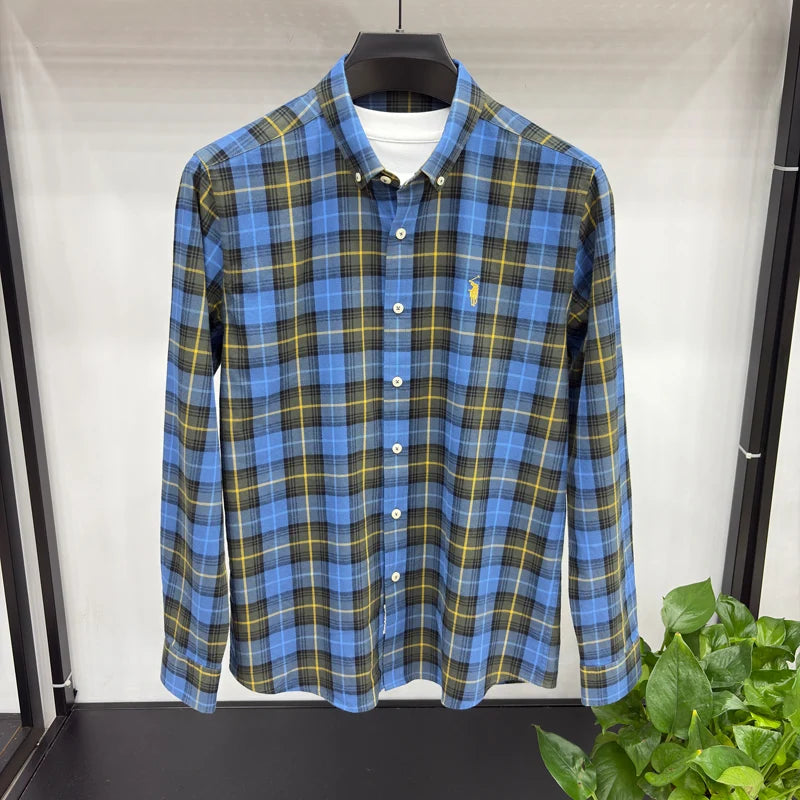 Luxury Brand Embroidery 100% Cotton Long Sleeved Shirt Men's New Shirt Men's Casual Loose Top Business Men — view 37