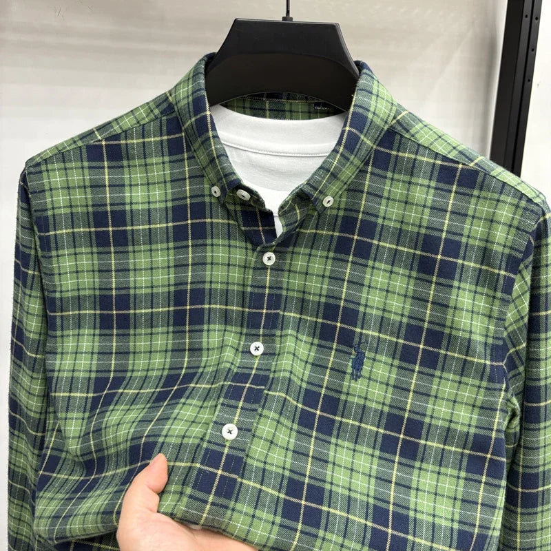 Luxury Brand Embroidery 100% Cotton Long Sleeved Shirt Men's New Shirt Men's Casual Loose Top Business Men — view 30