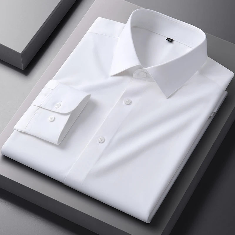 Bamboo Fiber Anti-Wrinkle Mens Shirts Long Sleeve Dress Shirts For Slim Fit Camisa Social Business Blouse Whit — view 9