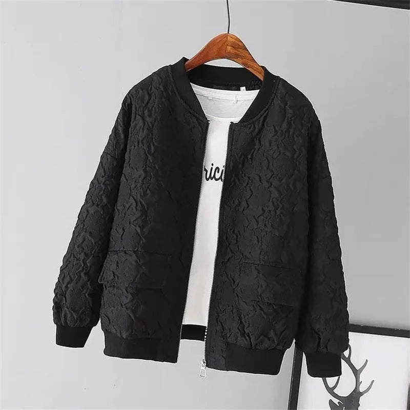 Solid Color Ladies Short Baseball Jacket 2026 New Korean Spring Casual White Jacket Top Female Cardigan Zipper — view 3