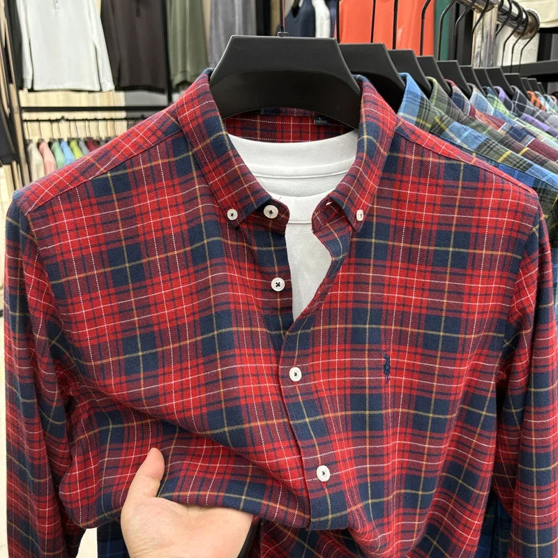 Luxury Brand Embroidery 100% Cotton Long Sleeved Shirt Men's New Shirt Men's Casual Loose Top Business Men — view 10
