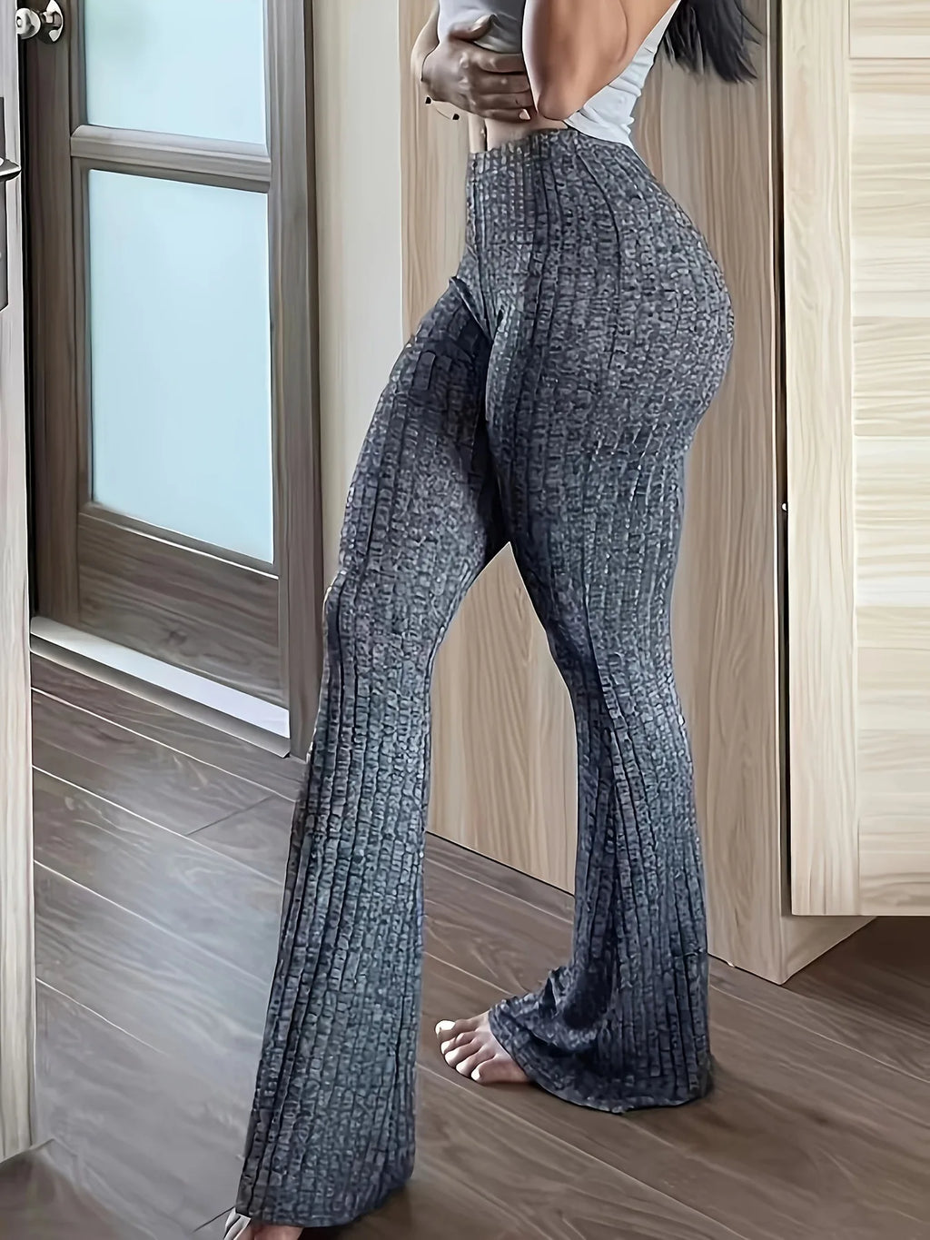 Slim High Waist Capris Sexy Bell Bottom Flare Tights Solid Hot Y2k Women Clothes E Girl Aesthetic Fashion Stre — view 4