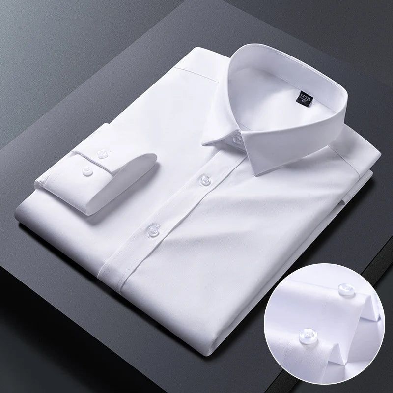 Bamboo Fiber Anti-Wrinkle Mens Shirts Long Sleeve Dress Shirts For Slim Fit Camisa Social Business Blouse Whit — view 19