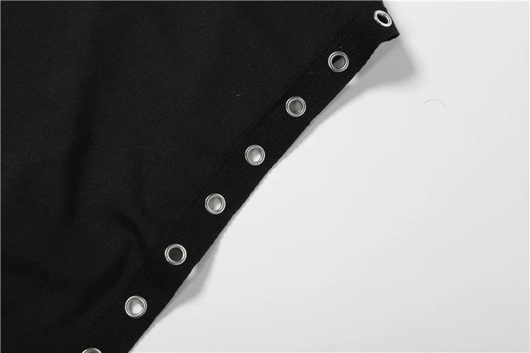 Kliou Side Hollow Design Dress Woman Turtleneck Sleeveless Metal Rings Decoration Skinny Peach Hip Midnight Cl — view 11