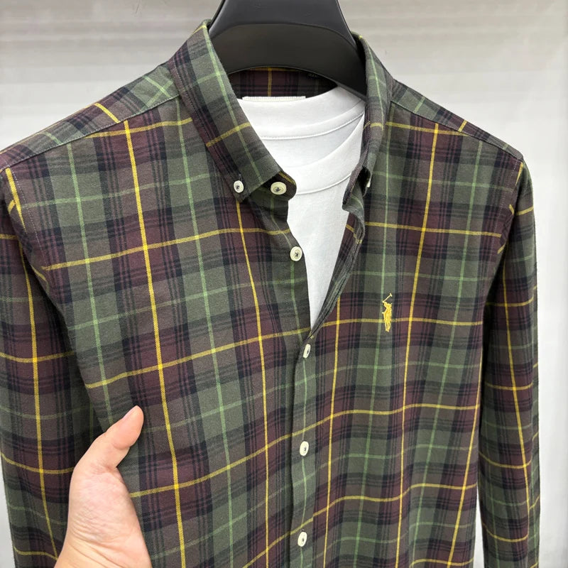 Luxury Brand Embroidery 100% Cotton Long Sleeved Shirt Men's New Shirt Men's Casual Loose Top Business Men — view 38