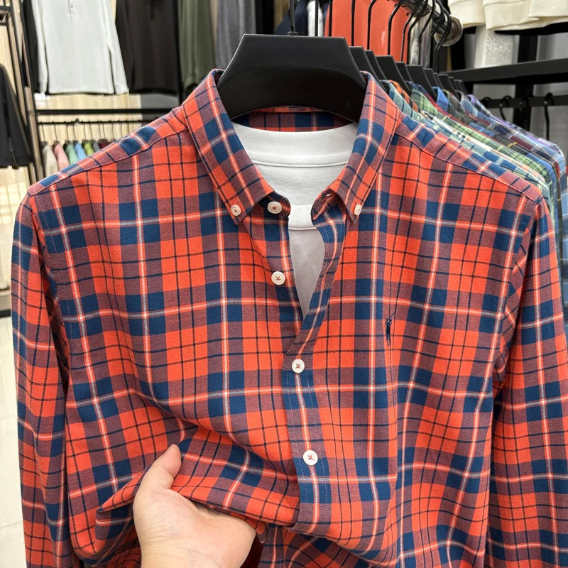 Luxury Brand Embroidery 100% Cotton Long Sleeved Shirt Men's New Shirt Men's Casual Loose Top Business Men — view 16