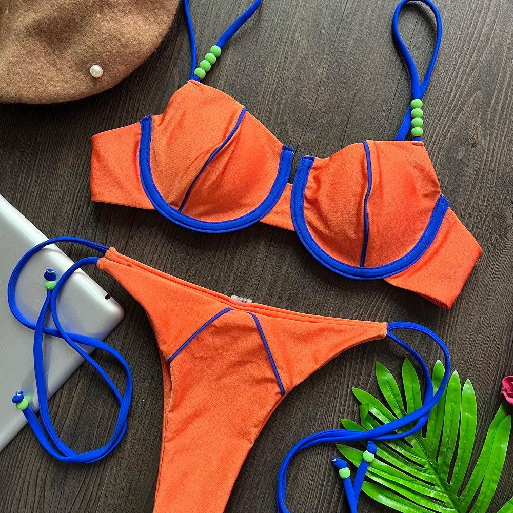 RUOTONGSEPT New Sexy Push up Bikini Set Swimsuit Women's low-waist Swimwear For Female Two Piece Beachwear 202 — view 10