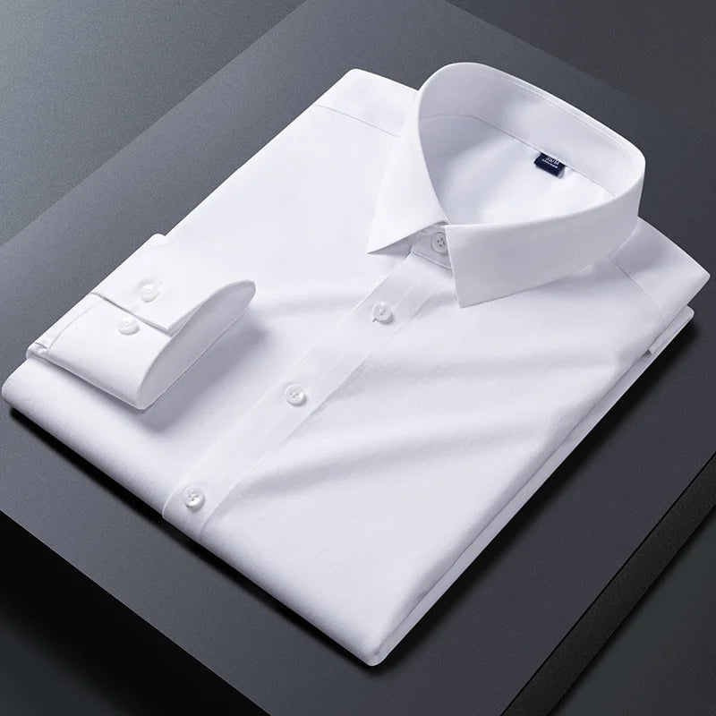 Bamboo Fiber Anti-Wrinkle Mens Shirts Long Sleeve Dress Shirts For Slim Fit Camisa Social Business Blouse Whit — view 1