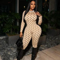 Womens Jumpsuit American Retro Slim Fit Sexy Moon Print Long Sleeve Round Neck Tight Fitting Leggings Versatil — view 9