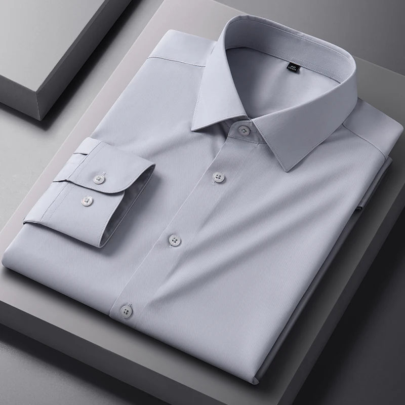 Bamboo Fiber Anti-Wrinkle Mens Shirts Long Sleeve Dress Shirts For Slim Fit Camisa Social Business Blouse Whit — view 24
