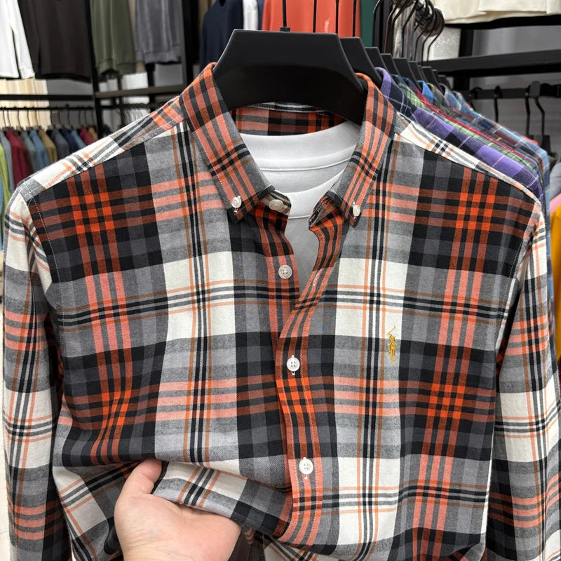 Luxury Brand Embroidery 100% Cotton Long Sleeved Shirt Men's New Shirt Men's Casual Loose Top Business Men — view 13