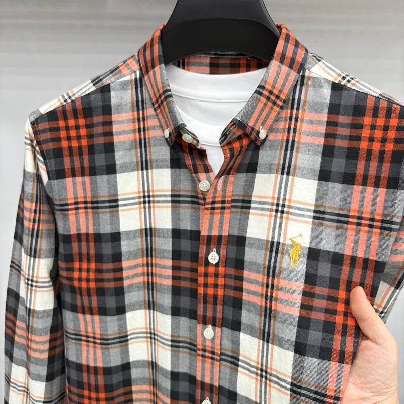Luxury Brand Embroidery 100% Cotton Long Sleeved Shirt Men's New Shirt Men's Casual Loose Top Business Men — view 38