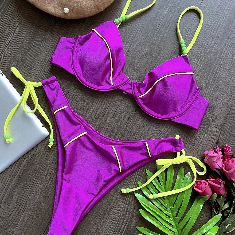 RUOTONGSEPT New Sexy Push up Bikini Set Swimsuit Women's low-waist Swimwear For Female Two Piece Beachwear 202 — view 19