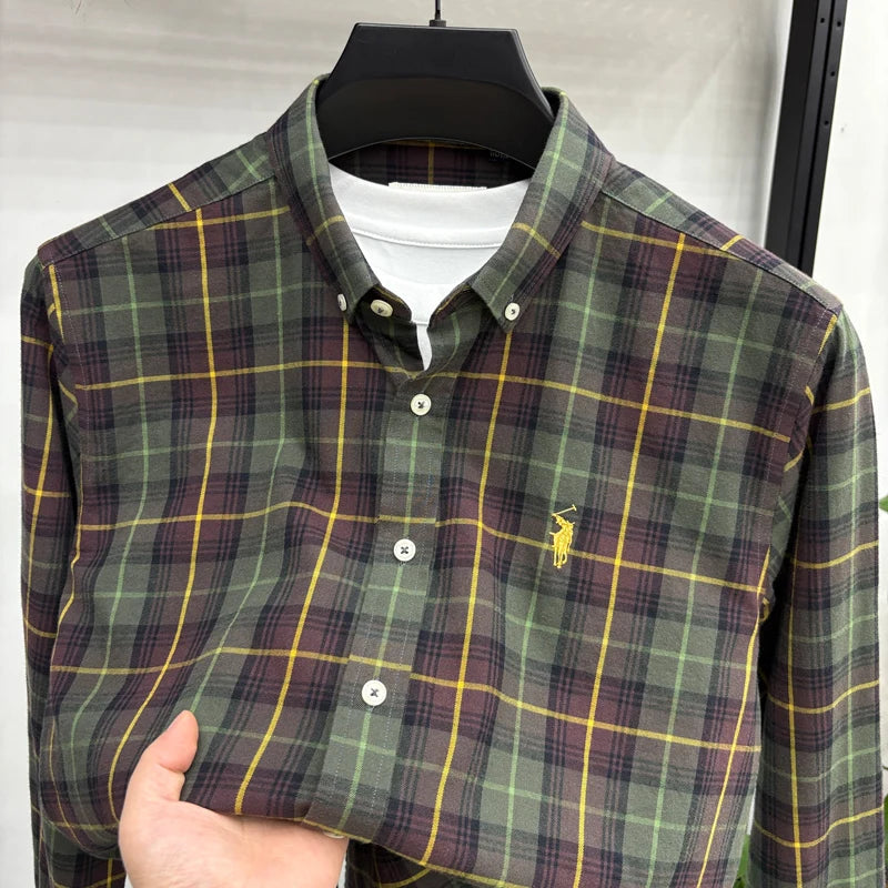 Luxury Brand Embroidery 100% Cotton Long Sleeved Shirt Men's New Shirt Men's Casual Loose Top Business Men — view 40