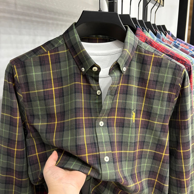 Luxury Brand Embroidery 100% Cotton Long Sleeved Shirt Men's New Shirt Men's Casual Loose Top Business Men — view 5