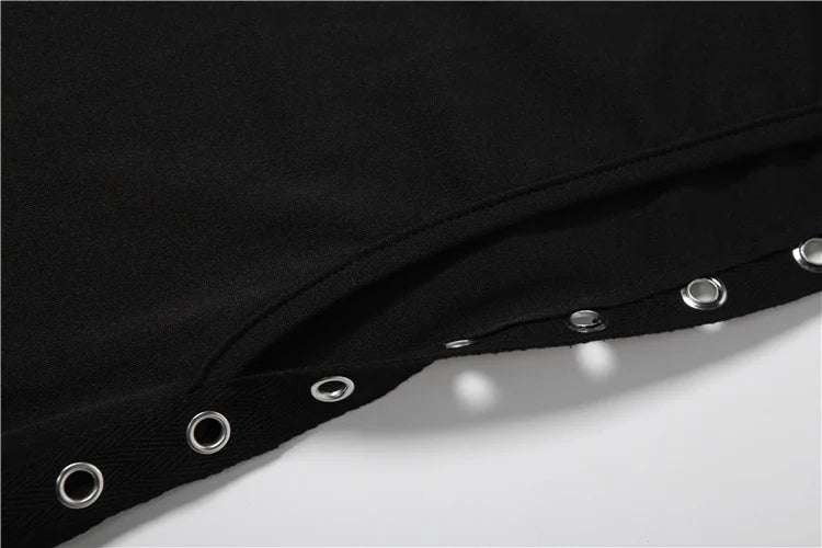 Kliou Side Hollow Design Dress Woman Turtleneck Sleeveless Metal Rings Decoration Skinny Peach Hip Midnight Cl — view 12