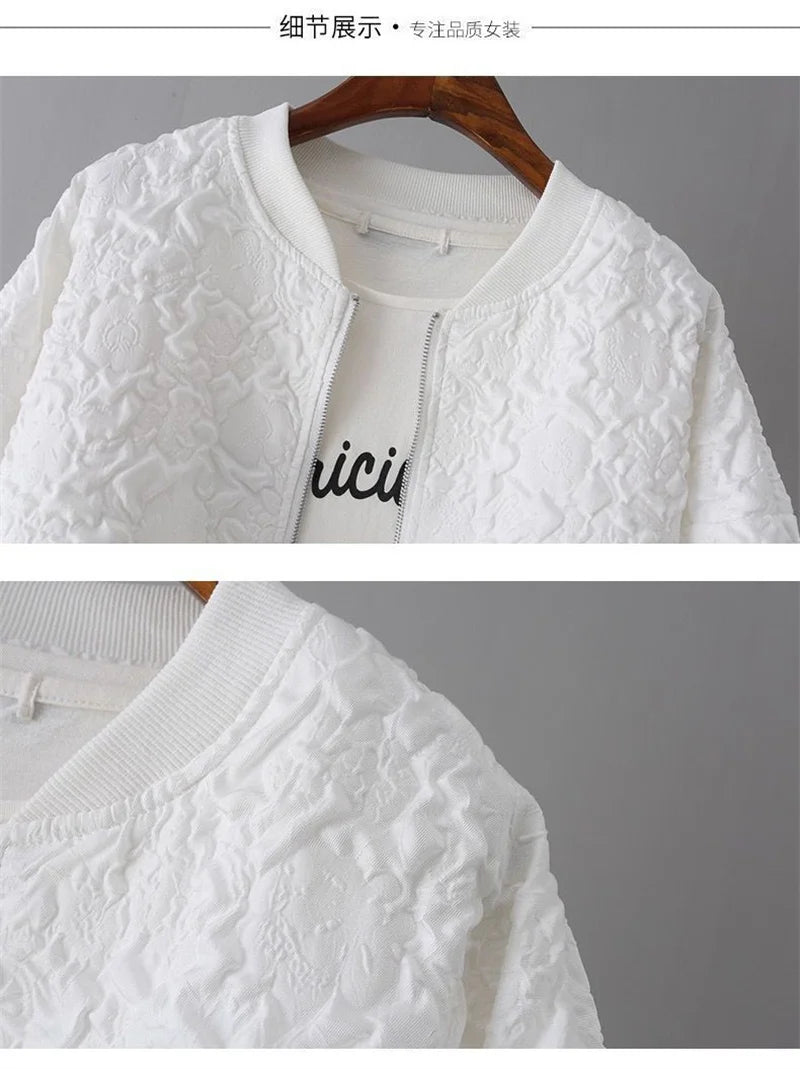 Solid Color Ladies Short Baseball Jacket 2026 New Korean Spring Casual White Jacket Top Female Cardigan Zipper — view 15
