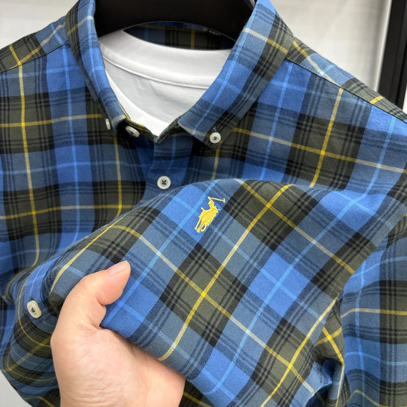 Luxury Brand Embroidery 100% Cotton Long Sleeved Shirt Men's New Shirt Men's Casual Loose Top Business Men — view 36