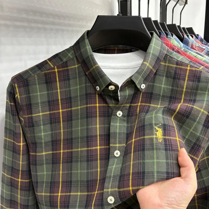 Luxury Brand Embroidery 100% Cotton Long Sleeved Shirt Men's New Shirt Men's Casual Loose Top Business Men — view 24