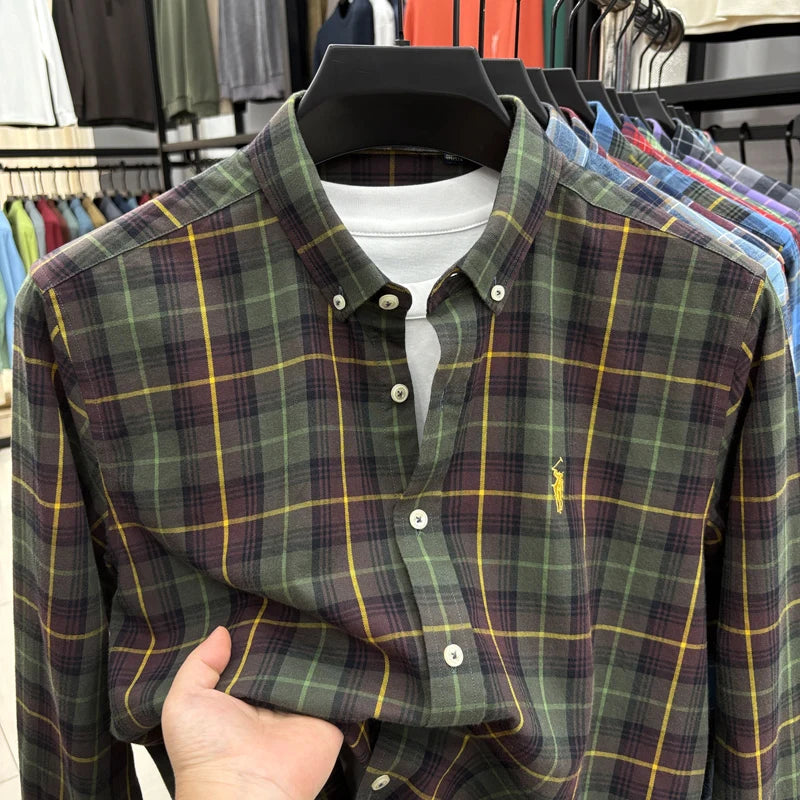 Luxury Brand Embroidery 100% Cotton Long Sleeved Shirt Men's New Shirt Men's Casual Loose Top Business Men — view 8