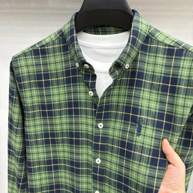 Luxury Brand Embroidery 100% Cotton Long Sleeved Shirt Men's New Shirt Men's Casual Loose Top Business Men — view 4
