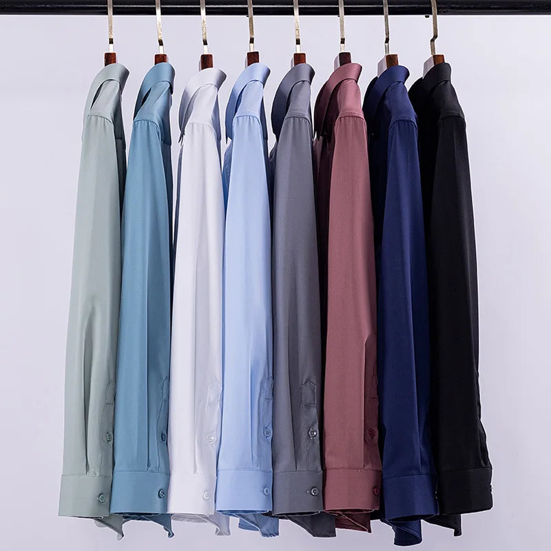 Bamboo Fiber Anti-Wrinkle Mens Shirts Long Sleeve Dress Shirts For Slim Fit Camisa Social Business Blouse Whit — view 1