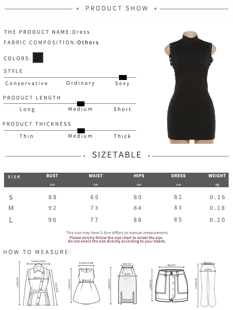 Kliou Side Hollow Design Dress Woman Turtleneck Sleeveless Metal Rings Decoration Skinny Peach Hip Midnight Cl — view 7