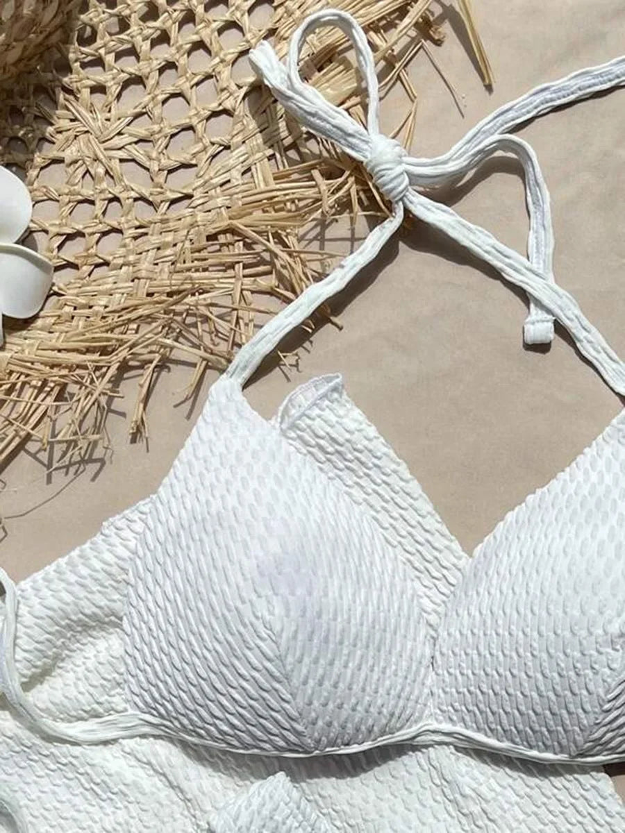 With Skirt Wrinkled Bra Cup Bikini Female Swimsuit Women Swimwear Three-pieces Bikini Set Push Up Bathing Suit — view 13