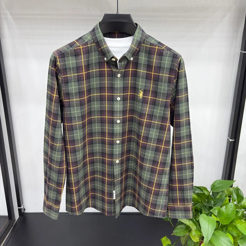 Luxury Brand Embroidery 100% Cotton Long Sleeved Shirt Men's New Shirt Men's Casual Loose Top Business Men — view 2