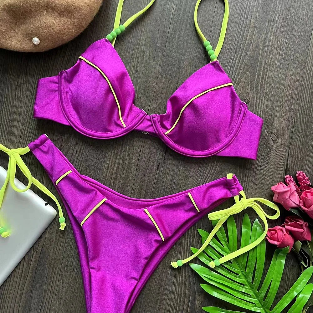 RUOTONGSEPT New Sexy Push up Bikini Set Swimsuit Women's low-waist Swimwear For Female Two Piece Beachwear 202 — view 18