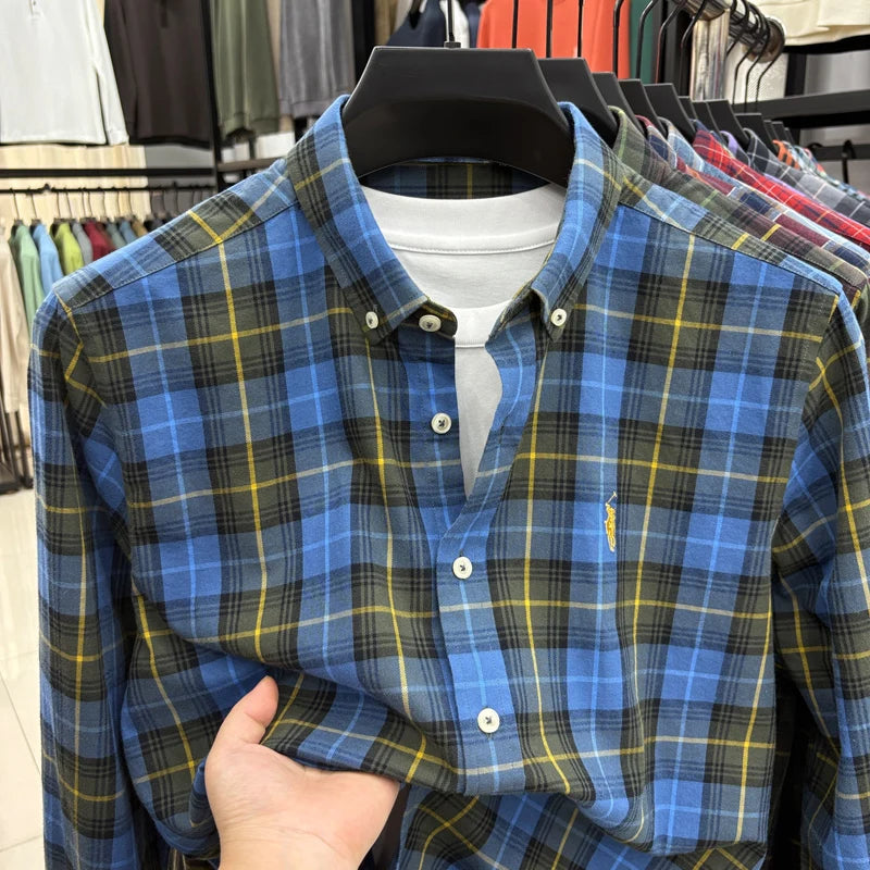 Luxury Brand Embroidery 100% Cotton Long Sleeved Shirt Men's New Shirt Men's Casual Loose Top Business Men — view 9