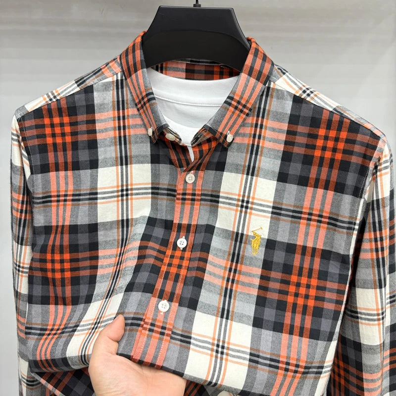 Luxury Brand Embroidery 100% Cotton Long Sleeved Shirt Men's New Shirt Men's Casual Loose Top Business Men — view 40