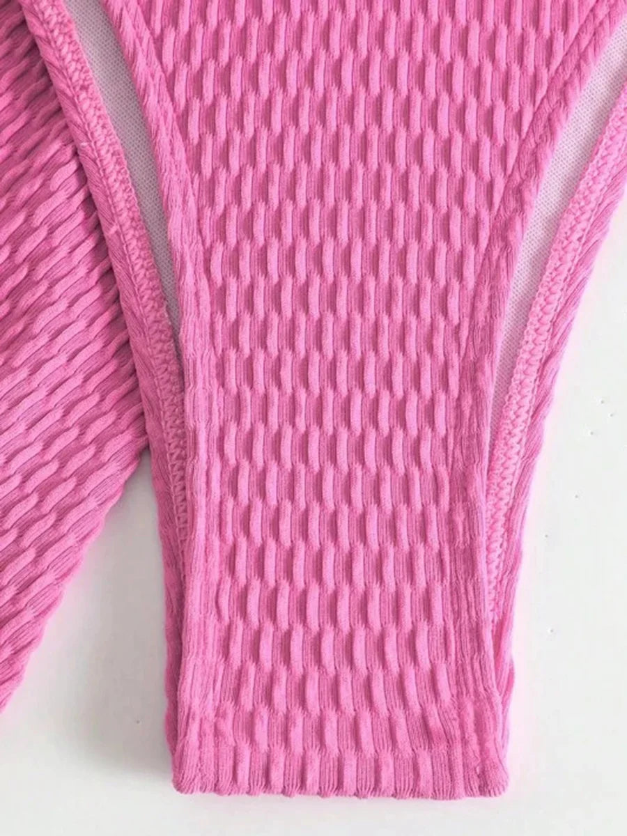 With Skirt Wrinkled Bra Cup Bikini Female Swimsuit Women Swimwear Three-pieces Bikini Set Push Up Bathing Suit — view 10