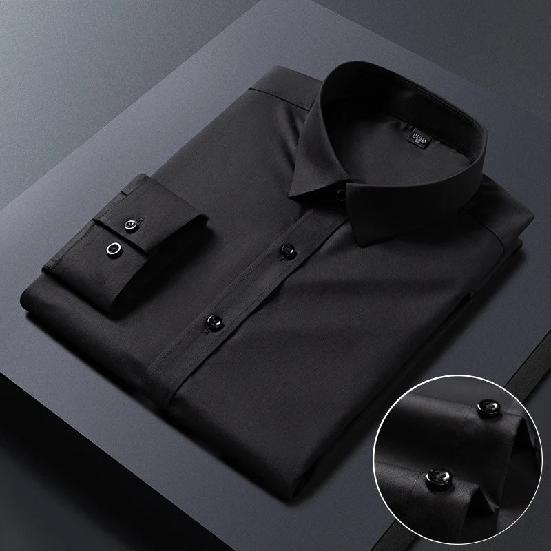 Bamboo Fiber Anti-Wrinkle Mens Shirts Long Sleeve Dress Shirts For Slim Fit Camisa Social Business Blouse Whit — view 17