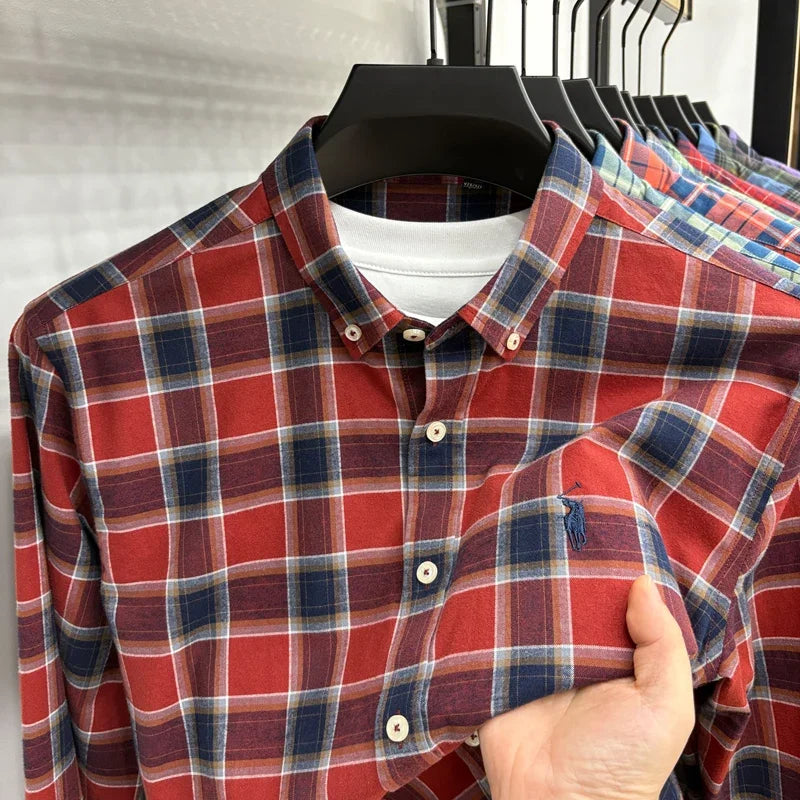 Luxury Brand Embroidery 100% Cotton Long Sleeved Shirt Men's New Shirt Men's Casual Loose Top Business Men — view 20