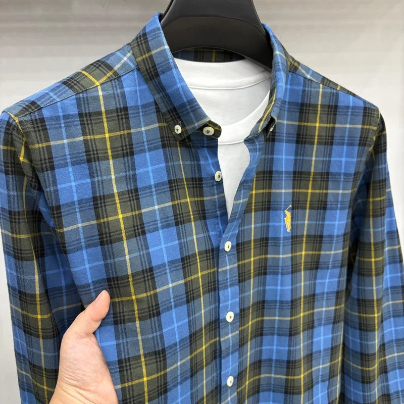 Luxury Brand Embroidery 100% Cotton Long Sleeved Shirt Men's New Shirt Men's Casual Loose Top Business Men — view 33