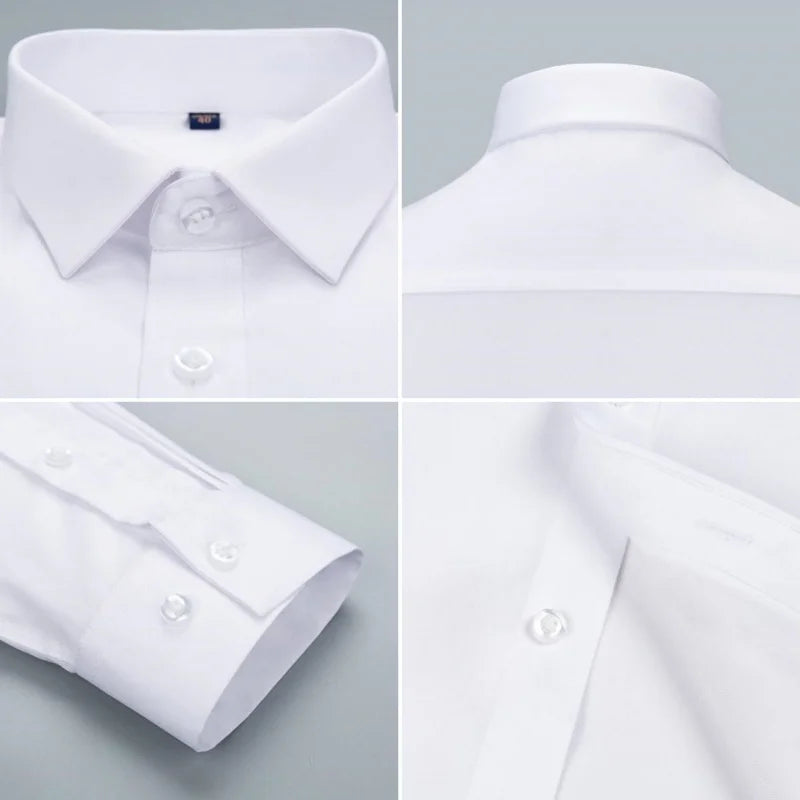 Bamboo Fiber Anti-Wrinkle Mens Shirts Long Sleeve Dress Shirts For Slim Fit Camisa Social Business Blouse Whit — view 7