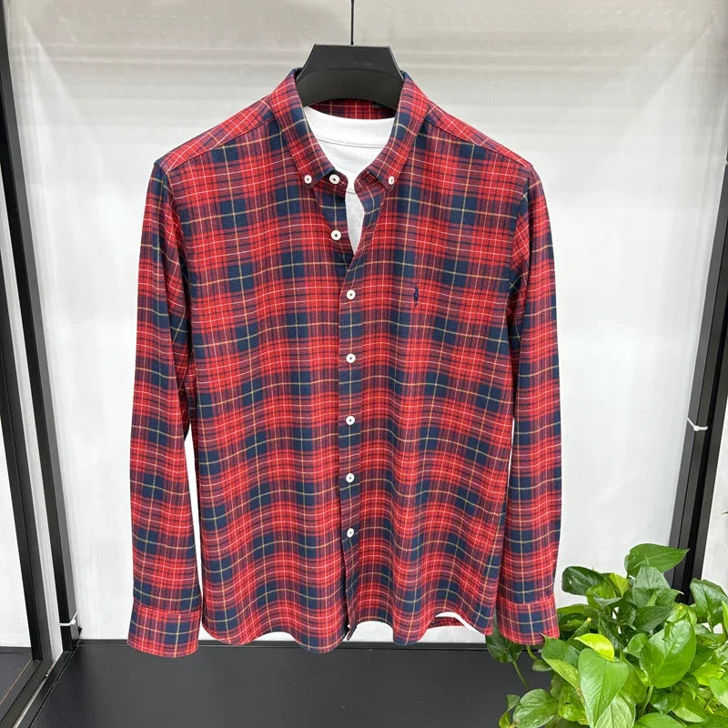 Luxury Brand Embroidery 100% Cotton Long Sleeved Shirt Men's New Shirt Men's Casual Loose Top Business Men — view 27
