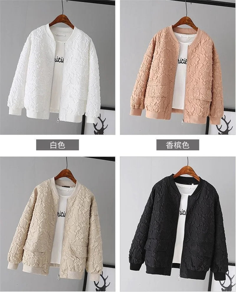 Solid Color Ladies Short Baseball Jacket 2026 New Korean Spring Casual White Jacket Top Female Cardigan Zipper — view 9