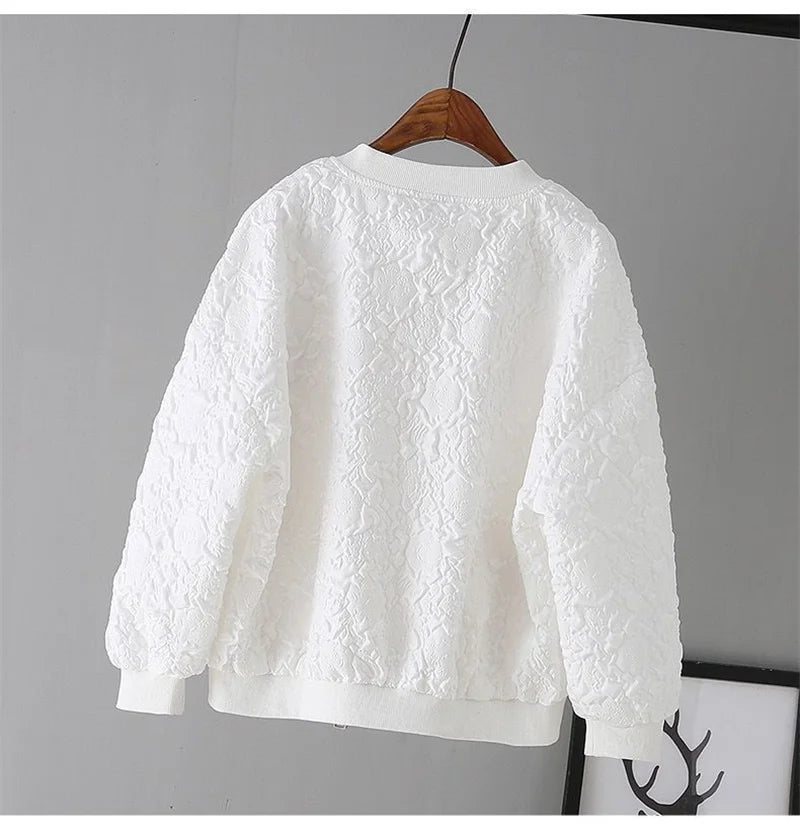 Solid Color Ladies Short Baseball Jacket 2026 New Korean Spring Casual White Jacket Top Female Cardigan Zipper — view 11